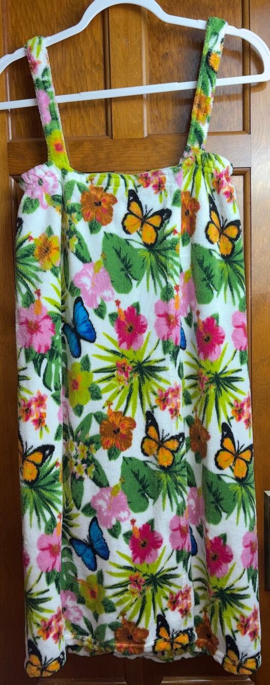 Blue Star Fleece Shower Wrap Bathrobe One Size Fits Most